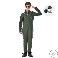 GD Ready StockKids Air Force Fighter Pilot Costume Boys Halloween American Top Gun Army Pilot Green 