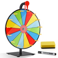 12" Spinning Prize Wheel, 10 Slots Prize Spinning Wheel Tabletop Roulette Spinner with Dry Eraser Ma