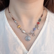 Niche Double-Sided Chinese Style 999 Five-Way God of Wealth Necklace Woven Style Handmade Enamel Col