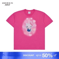 [ADLV X Hello Kitty] 3D Artwork Short Sleeve T-Shirt Pink - Oversized Fit Unisex T-Shirt acme de la 
