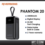 Riversong Phantom 20 20000mAh Powerbank 22.5W Fast Charging With Detachable Built In Cable, Digital 