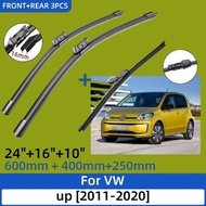 A 3Pcs For VW Up 2011-2020 24"+16"+10" Front Rear Wiper Blades Windshield Windscreen Window Cutter