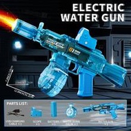 Transparent Blue Shark AK47 Electric Rapid-Fire Water Gun, 2026 Summer Water Fight Essential! Blue A