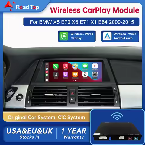 Road Top Wireless Android Auto For BMW Car X1 E84 X5 E70 X6 E71 CIC 2009-2015 Carplay Interface Mirr
