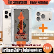 2 in 1 Simple Paste Anti-spy Tempered Glass Privacy Screen Protector For Honor 600 Pro 5G Protection
