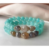 Amazonite with Botswana Agate Crystal Bracelet [705]