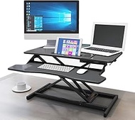 Adjustable Height Standing Desk Converter, with Removable Keyboard Tray, 32 Inch Wide Laptop Riser or Dual Monitor Workstation, For home or office