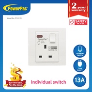 PowerPac Wall Socket 13A 1Gang Switched Socket Led neon with 2 Year Local Warranty (PP1011N)