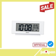 【Direct From Japan】Seiko Clock Alarm Clock Cubic Clock Digital Electric Wave White Pearl 77×174×38mm Comfortable Environment NAVI SQ794W