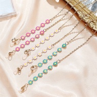 Mask Chain 2 in 1 Hijab Mask extender New Small Chrysanthemum Plus Golden Chain With Anti-dropping Ring Mask Glasses Chain Necklace