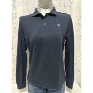 Pre-loved Arnold Palmer knitted women's blue long sleeved polo shirt