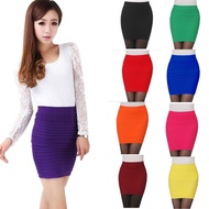 (GQBB)Mini High Waist Pleated Elastic Short Dress Pencil Bodycon Slim Skirt Seamless Tight Fitted Skort