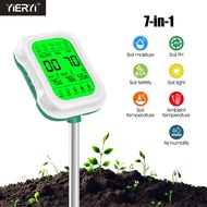 YIERYI  เครื่องวัดดิน 7-in-1: วัด pH ปุ๋ย ความชื้น อุณหภูมิ และแสงแดด - ตัวช่วยสำหรับการปลูกพืช