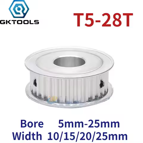 T5 28 Teeth Pulley AF Groove Width 10/15/20/25mm Hole 5/6/8/10/12/14/15/16/17/18/19/20/22/25mm Two-S