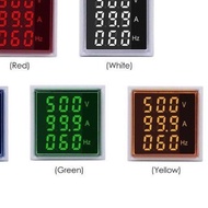 22mm 3in1 Square LED Pilot Lamp Voltage Current Frequency Meter CT 3 in 1 Ampere Volt Hz AC Voltage