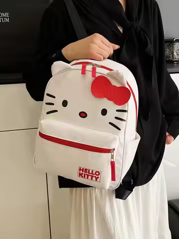 Sanrio Anime Kawaii Hello Kitty Cinnamoroll My Melody Kuromi Backpack Crossbody Messenger Bag PU Lea