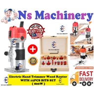 Electric Hand Trimmer Router Durable Wood + 15Pcs Router Bit Set/Wood Trimmer Router Machine