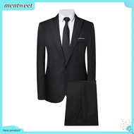 Men Suit Coat Pants Set Full Shoulder Design Suit 2pcs Men Business Suit Set – 3d Cut Lapel Workwear