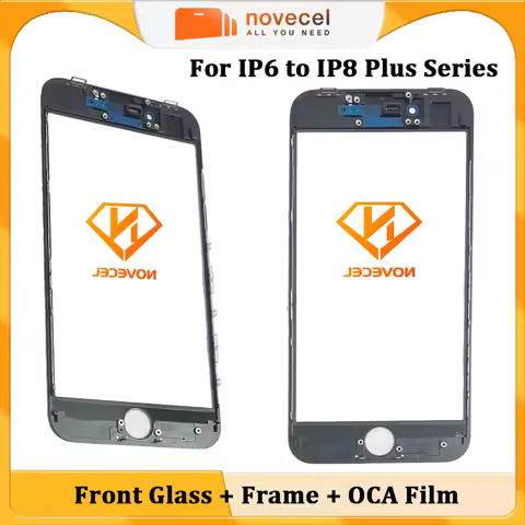 Novecel 5pcs Front Outer Glass+Frame Bezel+OCA Glue For iPhone 8 8G 7 6S 6 Plus SE 2 3 LCD Screen To