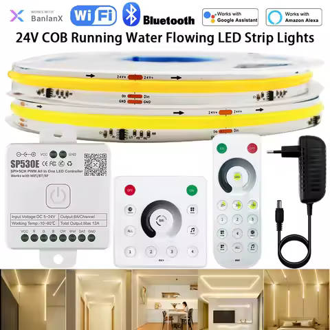 24V COB WS2811 Horse Running LED Ribbon Flowing Water Tape Light with All in One LED Controller SP53