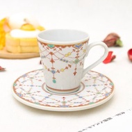 【九谷燒】青郊窯緣起馬克杯盤組-瓔珞文