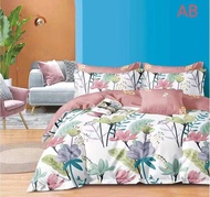 Sprei Katun Jepang Motif Bunga Rose Putih Shabbychic Putih Ungu - Sprei Jepang Motif Bunga Shabbych