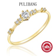 Pulibang 7 Small Diamonds Silver Plated Exquisite Constellation Ladies Ring