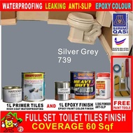 FULL SET Epoxy Floor Coating [FREE Painting Tool Set] 1L - 739 Silver Grey • Package A