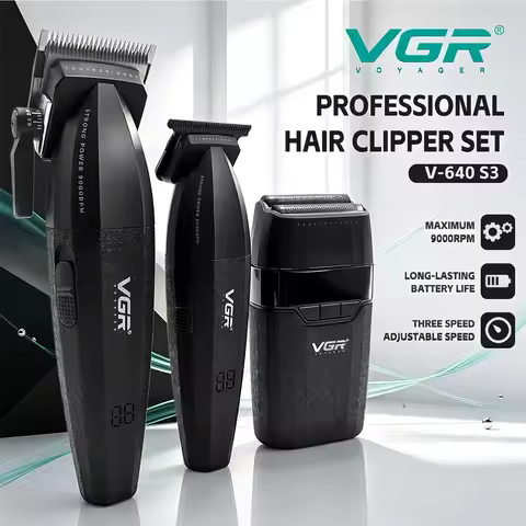 VGR Hair Trimmer Professional Hair Cutting Machine Electric Shaver Cordless Barber Clipper Rechargea
