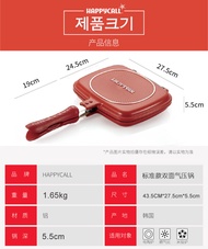 Happycall เกาหลีนําเข้า Non-stick สองด้านหม้อความดันด้านล่างแบนสเต็กปลา Griddle ขนาดใหญ่รูปแบบ
