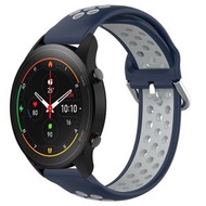 全城熱賣 - 適用於 小米 MI Watch S1 Pro 22mm 打孔透氣運動硅膠手錶帶（午夜藍+灰）