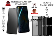 tempered glass privacy anti spy full glue xiaomi redmi 9 9a 9c 9t t - redmi 9a