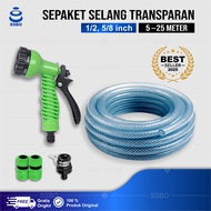 Promo Paket Kepala Semprotan Air 20 Meter Serat Benang Transparan Jet Spray Selang Fleksibel COD