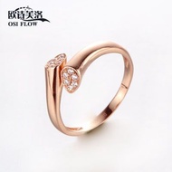 Free Shipping Finger Ring 欧诗芙洛正品纯14K金俄罗斯Au585紫金戒指女彩金玫瑰金个性简约款 Cincin