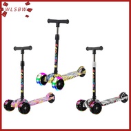 WLSBW with Flash Wheels Children Scooter Foldable Adjustable Height Folding Foot Scooters High Quality Widened Pedals 3 Wheel Scooter for 3-12 Year Kids
