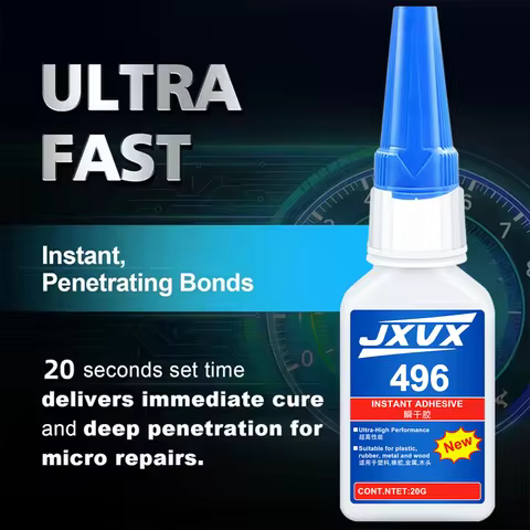 Jxvx496 Original, 20 Ml. Instant Fast-Curing Cyanoacrylate-Based Glue for Industrial Bonding of Meta