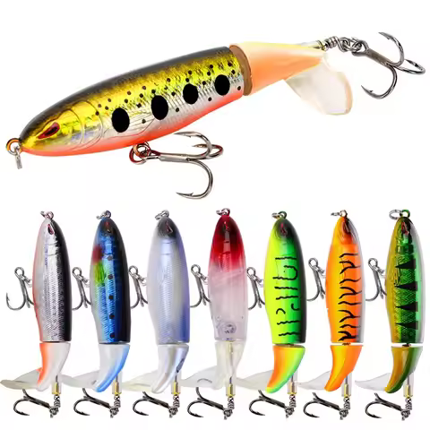 Topwater Whopper Plopper Mare Spinning Fishing Lure Artificial Popper Hard Bait Saltwater Soft Rotat