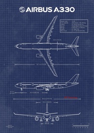 กองทัพอากาศเครื่องบิน A-340 B-747สิทธิบัตรพิมพ์โปสเตอร์เครื่องบินรบพิมพ์เขียว69F ผ้าใบวาดภาพ0726