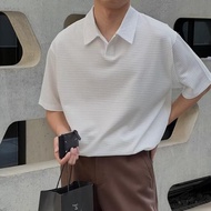 Fashionable Men's Short Sleeve Waffle Plain POLO Shirt