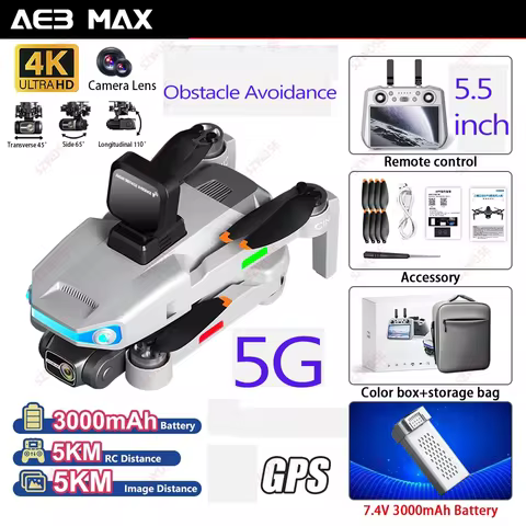 AE3 PRO MAX évitement RC Drone batterie 7.4V 3000mAh batterie hélice pour AE3 PRO GPS 6K RC Drone ac