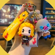 GANTUNGAN Cute Demon Slayer Kimetsu No Yaiba 3D Strap Anime Keychain