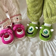 AG Toy Story Lotso Cute Cartoon Green Mike Pink Cotton Slippers Warm in Winter Student Dormitory Ind