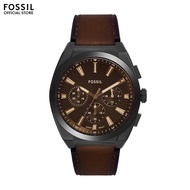 Fossil Mens Everett Chronograph Watch ( FS6108 ) - Quartz Black Case Round Dial 18 MM Brown Leather 
