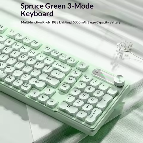 Eweadn V102air Tri Mode Wireless Wired Keyboard And Mouse Set Silent Rgb Backlit 5000Mah Multifuncti