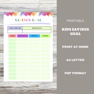 Saving Goals Chart | Kids Planner | Teen Planner | Printable Planner
