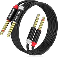 HOSONGIN Dual 1/4 inch TS to Dual 1/4 inch TS Stereo Interconnect Insert Cable, PVC Jacket Gold-Plat