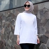 Terlaris Kaos Polos Kaos Basic Kaos Oversize Panjang Lengan 7/8 Kaos Polos Putih Belah Pinggir Kaos Wanita Dewasa Atasan Muslimah Jumbo Hijab Style OOTD / Trends Store