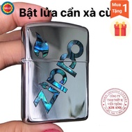 Zippo Armor vỏ dầy cẩn xà cừ chữ Zippo màu trắng bạc vỏ đồng ruột thép không gỉ có têm đỏ