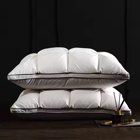 Luxury 3D Bread White Goose Down Feather Pillows for Sleeping Body Neck Protection Bed Pillows Soft