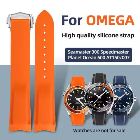 20mm 21/22mm Curved End Rubber Silicone Watch Bands For Omega Seamaster 300 Speedmaster Diving Strap